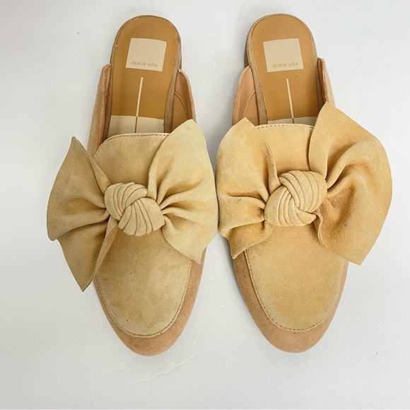 Suede Leather Bow SLIDES/MULES Size 9.5 - Picture 1 of 6